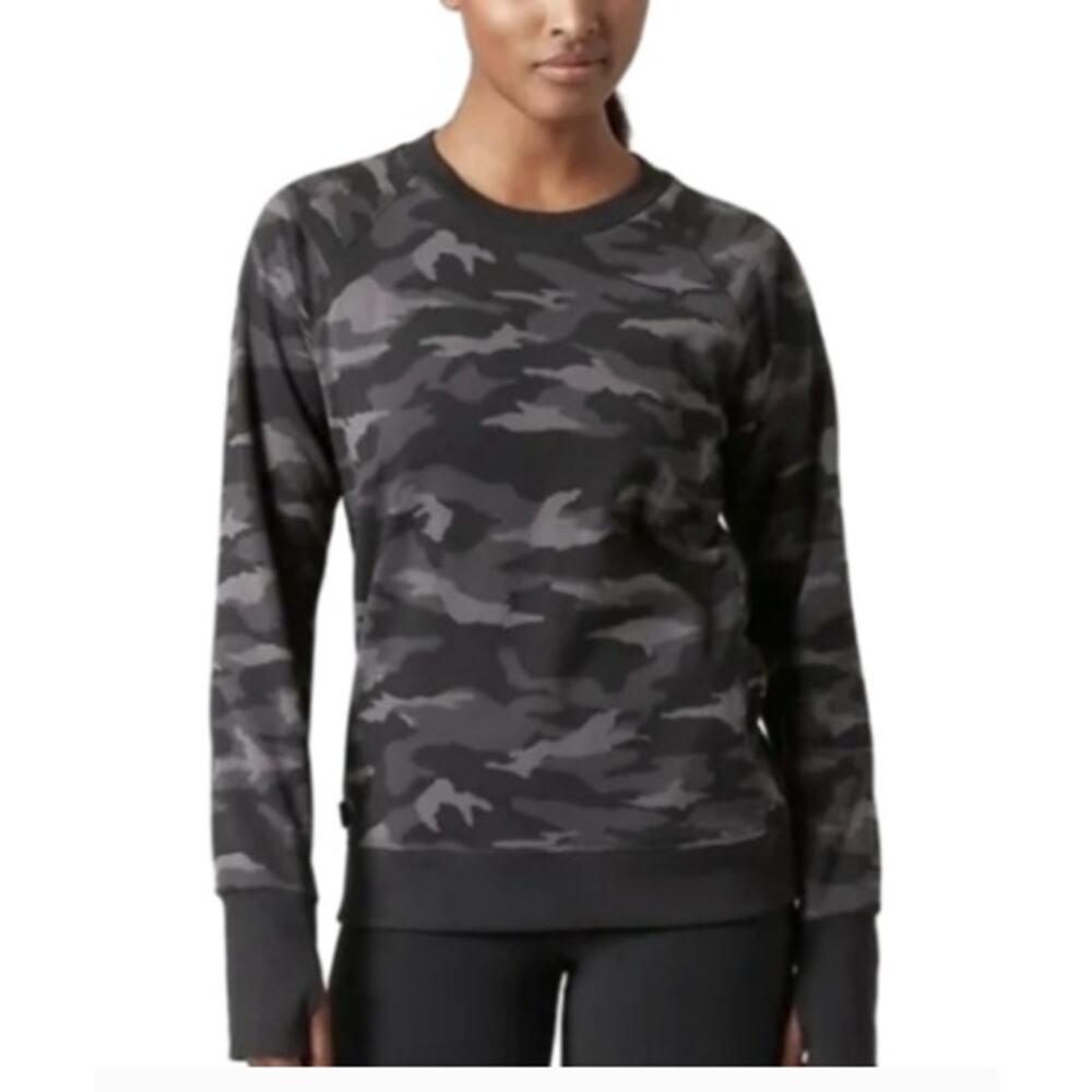 Athleta Triumph Crew Neck Black Camo Pullover Size S